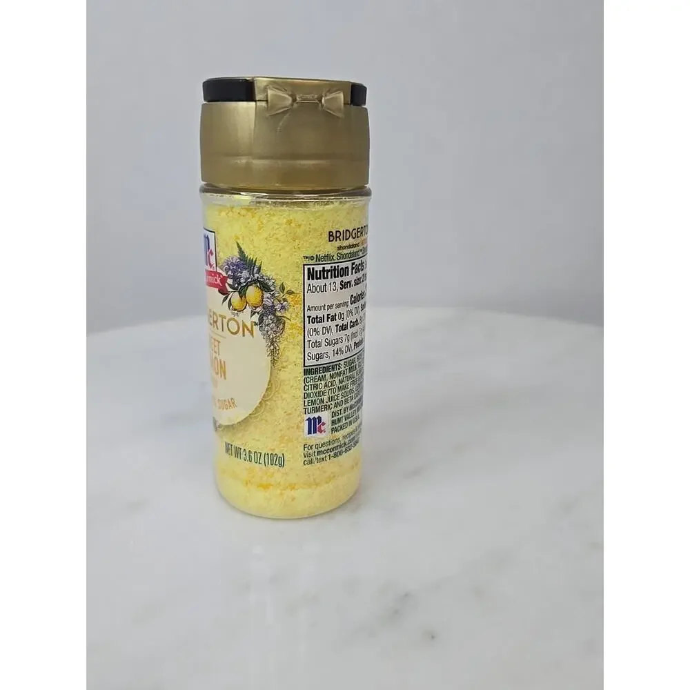 McCormick x Bridgerton 3.45 oz Finishing Sugar Bottle, Sweet Lemon NEW